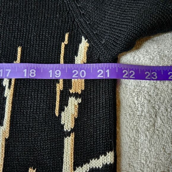 Terazzo Deer in Forest Black White Knit Button Front Christmas Cardigan Sweater - Picture 7 of 9